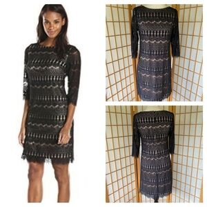 Jessica Howard Black Lace Overlay Sheath Dress SZ 6  Evening Cocktail Party